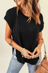 Cable-Knit Side Slit Sweater Vest - Shah S. Sahota